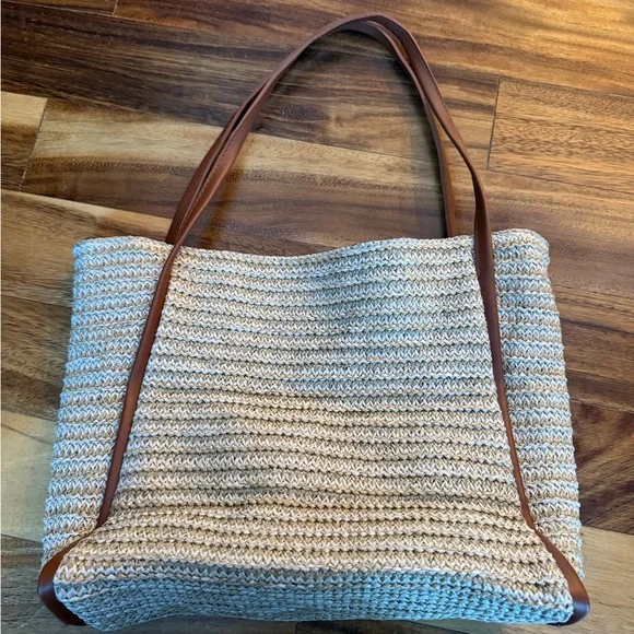 CE Woven Straw Tote Bag Crotchet Bag - Picture 3 of 5